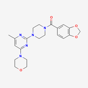 molecular formula C21H25N5O4 B2400992 ベンゾ[d][1,3]ジオキソール-5-イル(4-(4-メチル-6-モルホリノピリミジン-2-イル)ピペラジン-1-イル)メタノン CAS No. 941965-88-4