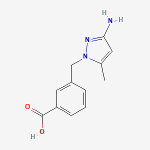molecular formula C12H13N3O2 B2400998 3-[(3-amino-5-methyl-1H-pyrazol-1-yl)methyl]benzoic acid CAS No. 1006433-75-5