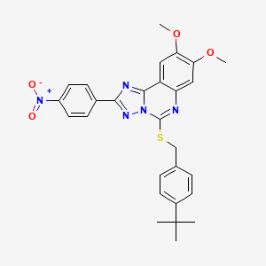 molecular formula C28H27N5O4S B2401004 5-[(4-Tert-butylbenzyl)thio]-8,9-diméthoxy-2-(4-nitrophényl)[1,2,4]triazolo[1,5-c]quinazoline CAS No. 902433-48-1