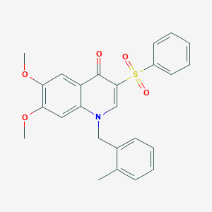 3-(Benzenesulfonyl)-6,7-dimethoxy-1-[(2-methylphenyl)methyl]quinolin-4-one