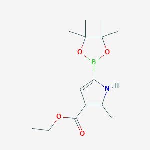 molecular formula C14H22BNO4 B2401011 ethyl 2-methyl-5-(4,4,5,5-tetramethyl-1,3,2-dioxaborolan-2-yl)-1H-pyrrole-3-carboxylate CAS No. 1453801-47-2