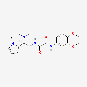 molecular formula C19H24N4O4 B2401013 N1-(2,3-dihydrobenzo[b][1,4]dioxin-6-yl)-N2-(2-(dimethylamino)-2-(1-methyl-1H-pyrrol-2-yl)ethyl)oxalamide CAS No. 1049480-55-8