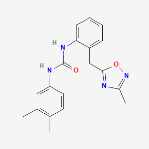 molecular formula C19H20N4O2 B2401017 1-(3,4-Dimethylphenyl)-3-(2-((3-methyl-1,2,4-oxadiazol-5-yl)methyl)phenyl)urea CAS No. 1448066-72-5