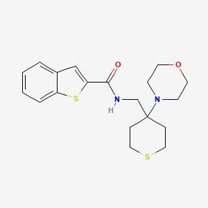 molecular formula C19H24N2O2S2 B2401021 N-[(4-Morpholin-4-ylthian-4-yl)methyl]-1-benzothiophene-2-carboxamide CAS No. 2380166-58-3