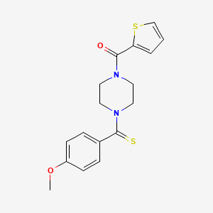 molecular formula C17H18N2O2S2 B2401036 (4-(4-Methoxyphenylcarbonothioyl)piperazin-1-yl)(thiophen-2-yl)methanone CAS No. 946278-97-3