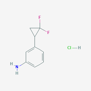 molecular formula C9H10ClF2N B2401044 3-(2,2-Difluorocyclopropyl)aniline;hydrochloride CAS No. 2219378-85-3