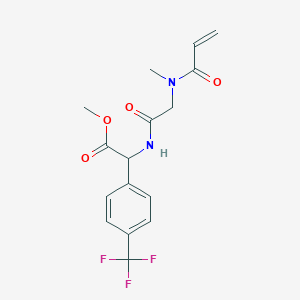 molecular formula C16H17F3N2O4 B2401045 Methyl 2-[[2-[methyl(prop-2-enoyl)amino]acetyl]amino]-2-[4-(trifluoromethyl)phenyl]acetate CAS No. 2361670-17-7