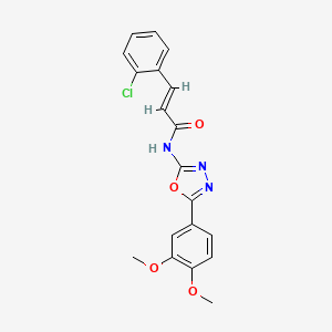 molecular formula C19H16ClN3O4 B2401048 (E)-3-(2-chlorophenyl)-N-(5-(3,4-dimethoxyphenyl)-1,3,4-oxadiazol-2-yl)acrylamide CAS No. 899963-42-9