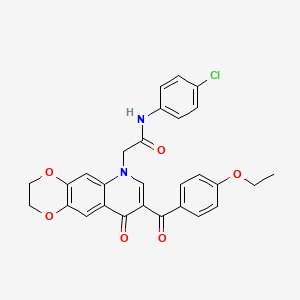 N-(4-chlorophenyl)-2-[8-(4-ethoxybenzoyl)-9-oxo-2,3-dihydro-[1,4]dioxino[2,3-g]quinolin-6-yl]acetamide