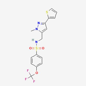 N-[(2-Methyl-5-thiophen-2-ylpyrazol-3-yl)methyl]-4-(trifluoromethoxy)benzenesulfonamide