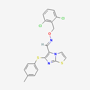 molecular formula C20H15Cl2N3OS2 B2401056 6-[(4-甲苯基)硫代]咪唑并[2,1-b][1,3]噻唑-5-甲醛 O-(2,6-二氯苄基)肟 CAS No. 339022-99-0