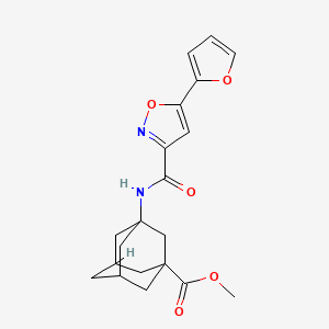 molecular formula C20H22N2O5 B2401064 (1r,3s,5R,7S)-甲基3-(5-(呋喃-2-基)异恶唑-3-甲酰胺)金刚烷-1-甲酸盐 CAS No. 1206994-80-0