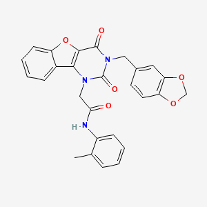 2-(3-(benzo[d][1,3]dioxol-5-ylmethyl)-2,4-dioxo-3,4-dihydrobenzofuro[3,2-d]pyrimidin-1(2H)-yl)-N-(o-tolyl)acetamide