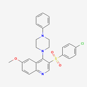 molecular formula C26H24ClN3O3S B2401076 3-(4-氯苯基)磺酰基-6-甲氧基-4-(4-苯基哌嗪-1-基)喹啉 CAS No. 866895-38-7