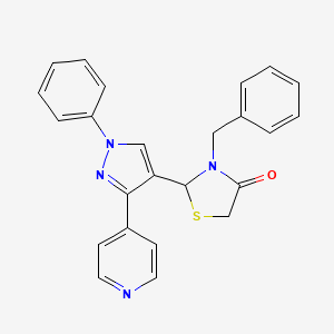 molecular formula C24H20N4OS B2401084 3-benzyl-2-(1-phenyl-3-(pyridin-4-yl)-1H-pyrazol-4-yl)thiazolidin-4-one CAS No. 882231-03-0