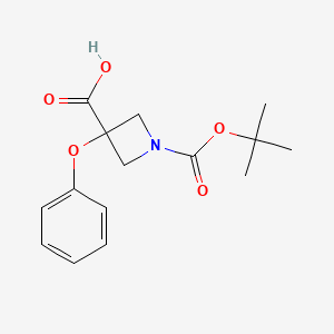 molecular formula C15H19NO5 B2401087 1-[(2-甲基丙烷-2-基)氧羰基]-3-苯氧基氮杂环丁烷-3-羧酸 CAS No. 2289955-86-6