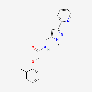 2-(2-Methylphenoxy)-N-[(2-methyl-5-pyridin-2-ylpyrazol-3-yl)methyl]acetamide