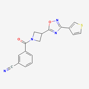 3-(3-(3-(Thiophen-3-yl)-1,2,4-oxadiazol-5-yl)azetidine-1-carbonyl)benzonitrile