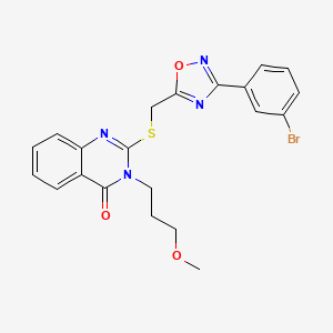 molecular formula C21H19BrN4O3S B2401093 2-(((3-(3-bromophenyl)-1,2,4-oxadiazol-5-yl)methyl)thio)-3-(3-methoxypropyl)quinazolin-4(3H)-one CAS No. 946328-88-7