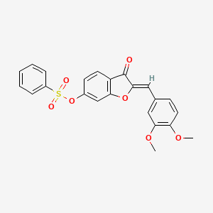 (Z)-2-(3,4-dimethoxybenzylidene)-3-oxo-2,3-dihydrobenzofuran-6-yl benzenesulfonate
