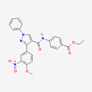 Ethyl 4-[[3-(4-methoxy-3-nitrophenyl)-1-phenylpyrazole-4-carbonyl]amino]benzoate