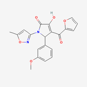 molecular formula C20H16N2O6 B2401111 4-(呋喃-2-羰基)-3-羟基-5-(3-甲氧苯基)-1-(5-甲基异恶唑-3-基)-1H-吡咯-2(5H)-酮 CAS No. 618872-11-0