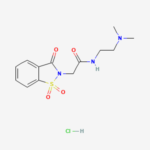 molecular formula C13H18ClN3O4S B2401112 N-(2-(dimethylamino)ethyl)-2-(1,1-dioxido-3-oxobenzo[d]isothiazol-2(3H)-yl)acetamide hydrochloride CAS No. 1216477-78-9