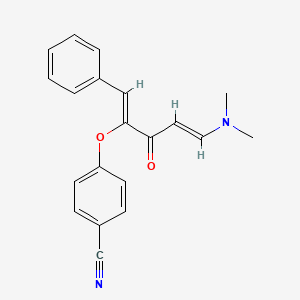 molecular formula C20H18N2O2 B2401120 4-[(1Z,4E)-5-(dimethylamino)-3-oxo-1-phenylpenta-1,4-dien-2-yl]oxybenzonitrile CAS No. 400080-26-4