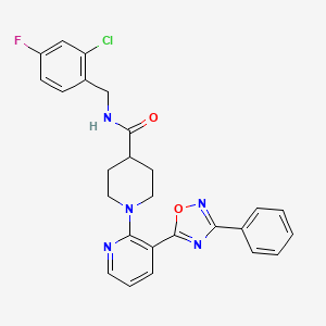 N-(2-chloro-4-fluorobenzyl)-1-(3-(3-phenyl-1,2,4-oxadiazol-5-yl)pyridin-2-yl)piperidine-4-carboxamide