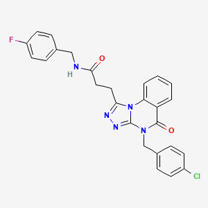 3-{4-[(4-chlorophenyl)methyl]-5-oxo-4H,5H-[1,2,4]triazolo[4,3-a]quinazolin-1-yl}-N-[(4-fluorophenyl)methyl]propanamide