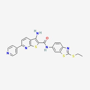 molecular formula C22H17N5OS3 B2401142 3-氨基-N-[2-(乙硫基)-1,3-苯并噻唑-6-基]-6-(吡啶-4-基)噻吩并[2,3-b]吡啶-2-甲酰胺 CAS No. 445267-52-7