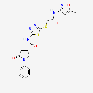 N-(5-((2-((5-methylisoxazol-3-yl)amino)-2-oxoethyl)thio)-1,3,4-thiadiazol-2-yl)-5-oxo-1-(p-tolyl)pyrrolidine-3-carboxamide