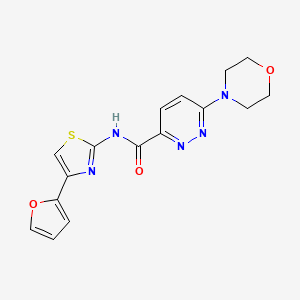 molecular formula C16H15N5O3S B2401149 N-(4-(呋喃-2-基)噻唑-2-基)-6-吗啉哒嗪-3-甲酰胺 CAS No. 1396565-45-9