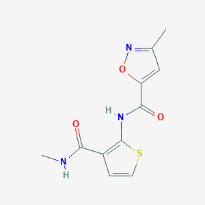 molecular formula C11H11N3O3S B2401157 3-メチル-N-(3-(メチルカルバモイル)チオフェン-2-イル)イソキサゾール-5-カルボキサミド CAS No. 946319-11-5