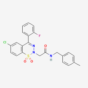 molecular formula C23H19ClFN3O3S B2401160 2-[6-chloro-4-(2-fluorophenyl)-1,1-dioxido-2H-1,2,3-benzothiadiazin-2-yl]-N-(4-methylbenzyl)acetamide CAS No. 1031670-23-1