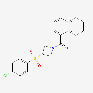 molecular formula C20H16ClNO3S B2401163 (3-((4-Chlorophenyl)sulfonyl)azetidin-1-yl)(naphthalen-1-yl)methanone CAS No. 1448123-00-9