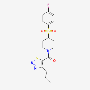 molecular formula C17H20FN3O3S2 B2401172 (4-((4-氟苯基)磺酰基)哌啶-1-基)(4-丙基-1,2,3-噻二唑-5-基)甲酮 CAS No. 1448060-98-7