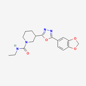 molecular formula C17H20N4O4 B2401177 3-(5-(benzo[d][1,3]dioxol-5-yl)-1,3,4-oxadiazol-2-yl)-N-ethylpiperidine-1-carboxamide CAS No. 1170164-09-6
