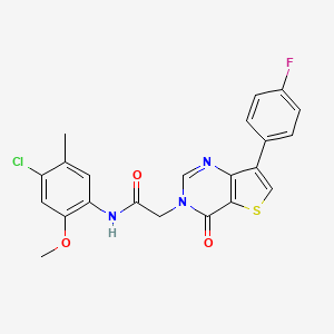 molecular formula C22H17ClFN3O3S B2401183 N-(4-chloro-2-methoxy-5-methylphenyl)-2-[7-(4-fluorophenyl)-4-oxothieno[3,2-d]pyrimidin-3(4H)-yl]acetamide CAS No. 1207015-59-5