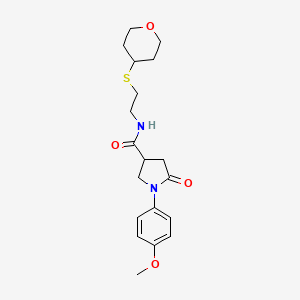 1-(4-methoxyphenyl)-5-oxo-N-(2-((tetrahydro-2H-pyran-4-yl)thio)ethyl)pyrrolidine-3-carboxamide