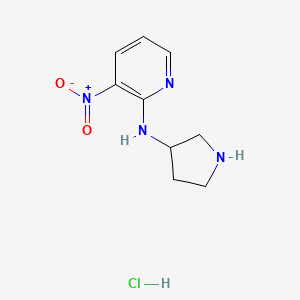 molecular formula C9H13ClN4O2 B2401219 3-Nitro-N-(pyrrolidin-3-yl)pyridin-2-amine hydrochloride CAS No. 1417794-36-5