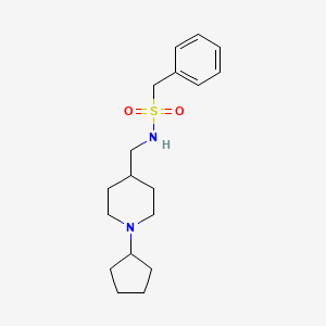 molecular formula C18H28N2O2S B2401242 N-((1-cyclopentylpiperidin-4-yl)methyl)-1-phenylmethanesulfonamide CAS No. 953144-15-5