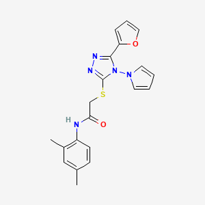 molecular formula C20H19N5O2S B2401243 N-(2,4-dimethylphenyl)-2-[[5-(furan-2-yl)-4-pyrrol-1-yl-1,2,4-triazol-3-yl]sulfanyl]acetamide CAS No. 886935-43-9