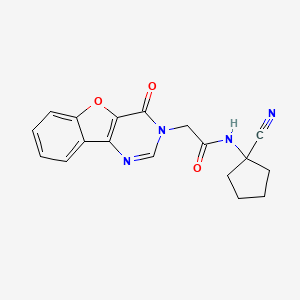 molecular formula C18H16N4O3 B2401246 N-(1-cyanocyclopentyl)-2-(4-oxo-[1]benzofuro[3,2-d]pyrimidin-3-yl)acetamide CAS No. 1004072-37-0