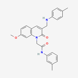 molecular formula C27H27N3O3 B2401249 2-(7-methoxy-2-oxo-3-((p-tolylamino)methyl)quinolin-1(2H)-yl)-N-(m-tolyl)acetamide CAS No. 894552-54-6