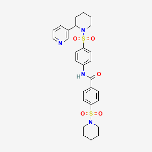 molecular formula C28H32N4O5S2 B2401254 4-piperidin-1-ylsulfonyl-N-[4-(2-pyridin-3-ylpiperidin-1-yl)sulfonylphenyl]benzamide CAS No. 393835-08-0