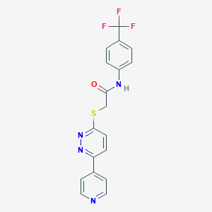 molecular formula C18H13F3N4OS B2401271 2-(6-pyridin-4-ylpyridazin-3-yl)sulfanyl-N-[4-(trifluoromethyl)phenyl]acetamide CAS No. 872701-75-2