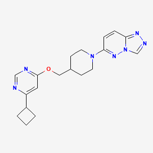 molecular formula C19H23N7O B2401287 6-(4-(((6-Cyclobutylpyrimidin-4-yl)oxy)methyl)piperidin-1-yl)-[1,2,4]triazolo[4,3-b]pyridazine CAS No. 2310011-98-2