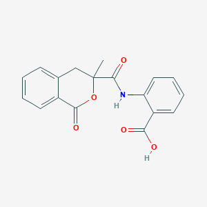 molecular formula C18H15NO5 B2401297 2-{[(3-methyl-1-oxo-3,4-dihydro-1H-isochromen-3-yl)carbonyl]amino}benzoic acid CAS No. 864935-68-2