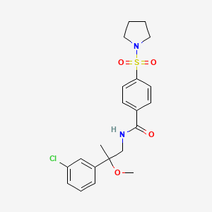 molecular formula C21H25ClN2O4S B2401298 N-(2-(3-氯苯基)-2-甲氧基丙基)-4-(吡咯烷-1-基磺酰基)苯甲酰胺 CAS No. 1788677-66-6